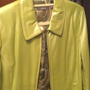 Beautiful green leather jacket. Never worn.
